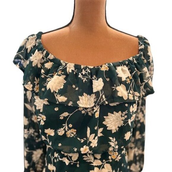 Torrid Scoop Neck Floral Midi Dress with Cinched Waist in Green – Size 3X – NWOT - Picture 2 of 10